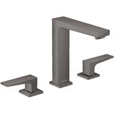 hansgrohe 32515340 Metropool 160 met hendels en push-open afvoergarnituur geborsteld zwart chroom 3-gaats wastafelarmatuur