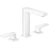 Hansgrohe - Metropol 160 3-Loch-Waschtischarmatur mit Hebelgriffen, Push-Open Spundloch, Weiss matt (32515700)
