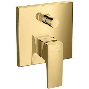 Hansgrohe Metropol ééngreeps badmengkraan afbouwdeel met rechte greep en zekerheidscombinatie, Polished Gold Optic