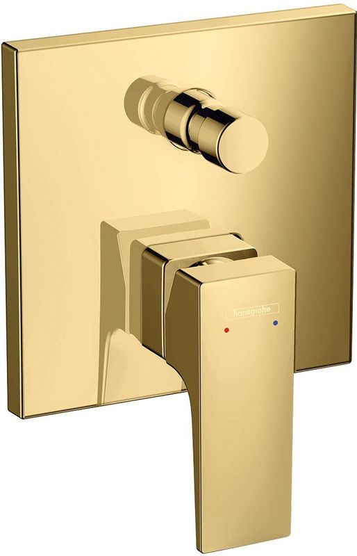 Hansgrohe Metropol ééngreeps badmengkraan afbouwdeel met rechte greep en zekerheidscombinatie, Polished Gold Optic
