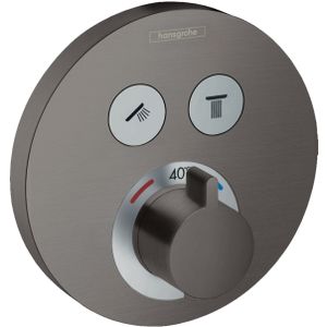 Thermostaat Afbouwdeel ShowerSelect HansGrohe Voor 2 Functies Rond Geborsteld Zwart Chroom