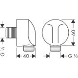 Hansgrohe Fixfit wandaansluitbocht 1/2 mat wit