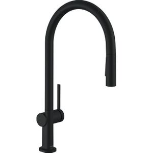 Hansgrohe Talis M54 ééngreeps keukenmengkraan 210 met uittrekbare vuistdouche, 2 straalsoorten, EcoSmart mat zwart