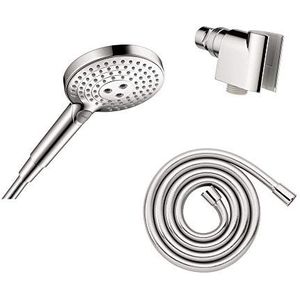 hansgrohe Raindance Select S verstelbare 5 inch handheld douchekop set moderne 3 spray poederregen, volledig en massage eenvoudig te installeren met slang in chroom, 2,5 GPM, 04913000