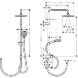 hansgrohe Waterbesparend douchesysteem Vernis Blend Reno, douchekopgrootte 205 mm, doucheset met omvormer, douchekop, slang, douchestang, regendouche met 1 straalsoort, geschikt voor renovatie, chroom