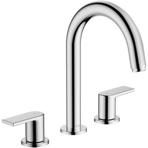 Wastafelmengkraan hansgrohe vernis shape 3-gats met trekwaste chroom