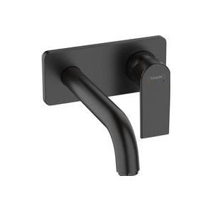 Wastafelmengkraan Eengreeps Inbouw HansGrohe Vernis Shape Voor Wandmontage Voorsprong 20.7 cm Mat Zwart