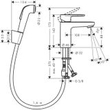 Wastafelmengkraan hansgrohe vernis blend eengreeps 100 met handdouche en doucheslang 160 cm chroom