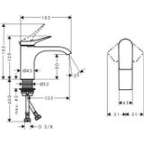 hansgrohe Vivenis ééngreeps wastafelmengkraan 80 ééngreeps wastafelmengkraan 80 zonder afvoer mat wit