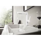 Hansgrohe - Finoris - Waschtisch Einhebelmischer 230, mit Ablaufgarnitur Push-Open und ausziehbarer Brause, EcoSmart, weiß matt 76063700