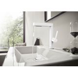 hansgrohe Finoris wastafelkraan 230 2 jet met uittrekbare vuistdouche met Push-Open mat wit, 76063700