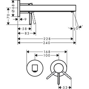 hansgrohe Finoris ééngreeps wastafelmengkraan inbouw, voorsprong 228 mm met afvoerplug chroom, 76050000