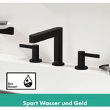 hansgrohe Finoris Wastafelkraan met 3 gaten, waterkraan met uitloop, hoogte 110 mm, met push-open afvoergarnituur, waterbesparend, matzwart