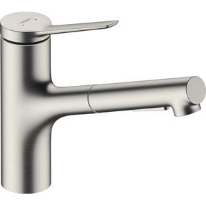 hansgrohe Zesis M33 ééngreeps keukenmengkraan 150 uittrekbare vuistdouche 2jet rvs-look