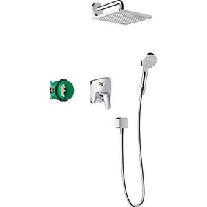 hansgrohe Doucheset Crometta E 240 inbouw (7 in 1), douchesysteem met hoofddouche, badmenger, douchekop, doucheslang incl. basislichaam en houders, chroom