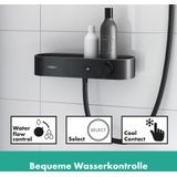 hansgrohe Badkamerset WallStoris, accessoireset voor de badkamer, 7-delig, met douchekop waterbesparend, douchethermostaat en badaccessoires, mat zwart