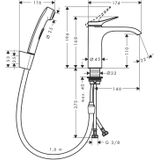 Wastafelmengkraan hansgrohe vivenis bidethanddouche en doucheslang 160 cm chroom