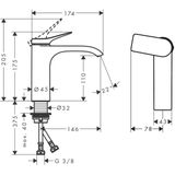 Wastafelmengkraan HansGrohe Vivenis Eengreeps 110 CoolStart Zonder Afvoer Mat Zwart