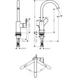 Hansgrohe Rebris S ééngreeps Wastafelmengkraan 210 met Draaibare Uitloop en Trekwaste Chroom