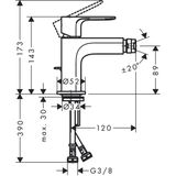 Rebris e Einhebel-Bidetmischer, mit Metall - Hansgrohe