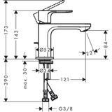 Hansgrohe Rebris E 1-gats wastafelkraan 80 coolstart m. waste ecosmart+ 4 l/min mat zwart 72587670