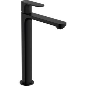 Hansgrohe Rebris 1 gats highriser wastafelkraan 240 coolstart. waste mat zwart