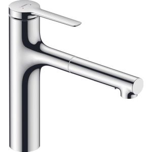 hansgrohe Zesis M33 - Keukenkraan met uittrekbare vuistdouche, 2 jets, Keukenmengkraan met uitloop hoogte 160 mm, Spoelbakkraan draaibaar, chroom