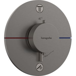 hansgrohe ShowerSelect Comfort S - Thermostaat inbouw, met veiligheidsblokkering (SafetyStop) bij 40° C, ronde thermostaat voor de douche en badkuip, mengkraan voor 2 functies, brushed black chrome