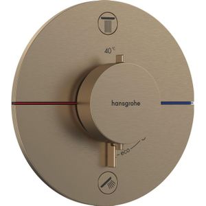 hansgrohe ShowerSelect Comfort S - Thermostaat inbouw, met veiligheidsblokkering (SafetyStop) bij 40° C, ronde thermostaat voor de douche en badkuip, mengkraan voor 2 functies, brushed bronze