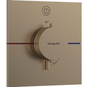 hansgrohe ShowerSelect Comfort E - Thermostaat inbouw, met veiligheidsblokkering (SafetyStop) bij 40° C, rechthoekige thermostaat voor de douche en badkuip, mengkraan voor 1 functie, brushed bronze