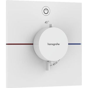 hansgrohe ShowerSelect Comfort E - Thermostaat inbouw, met veiligheidsblokkering (SafetyStop) bij 40° C, rechthoekige thermostaat voor de douche en badkuip, mengkraan voor 1 functie, mat wit