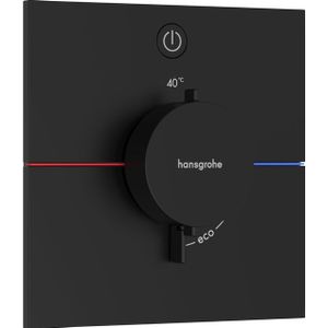 hansgrohe ShowerSelect Comfort E - Thermostaat inbouw, met veiligheidsblokkering (SafetyStop) bij 40° C, rechthoekige thermostaat voor de douche en badkuip, mengkraan voor 1 functie, mat zwart
