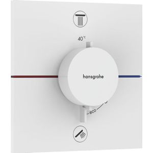 hansgrohe ShowerSelect Comfort E - Thermostaat inbouw, met veiligheidsblokkering (SafetyStop) bij 40° C, rechthoekige thermostaat voor de douche en badkuip, mengkraan voor 2 functies, mat wit