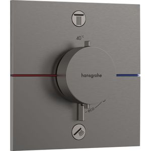 hansgrohe ShowerSelect Comfort E - Thermostaat inbouw, met veiligheidsblokkering (SafetyStop) bij 40° C, rechthoekige thermostaat voor de douche en badkuip voor 2 functies, brushed black chrome