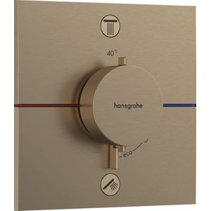hansgrohe ShowerSelect Comfort E - Thermostaat inbouw, met veiligheidsblokkering (SafetyStop) bij 40° C, rechthoekige thermostaat voor de douche en badkuip, mengkraan voor 2 functies, brushed bronze