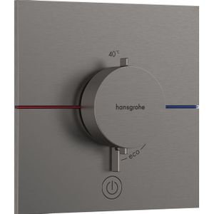 hansgrohe ShowerSelect Comfort E - Thermostaat inbouw met extra uitgang, veiligheidsblokkering (SafetyStop) bij 40° C, rechthoekige thermostaat voor de douche/badkuip, 1 functie, brushed black chrome