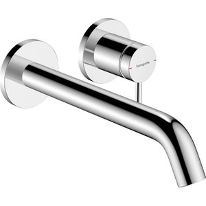 hansgrohe Tecturis S - Wastafelkraan inbouw voor wandmontage met afvoer, Wastafelmengkraan met voorsprong uitloop 22,5 cm, Badkamerkraan waterbesparend (EcoSmart+), chroom