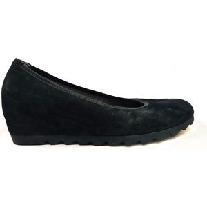 Gabor, Schoenen, Dames, Zwart, 38 EU, Zwarte Leren Wedge Ballerina Schoenen