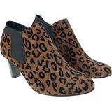 Gabor - Trendy Enkellaars - Bruin - Suède - Slip-on Ontwerp - Luipaardprint