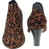 Gabor - Trendy Enkellaars - Bruin - Suède - Slip-on Ontwerp - Luipaardprint