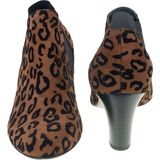 Gabor - Trendy Enkellaars - Bruin - Suède - Slip-on Ontwerp - Luipaardprint