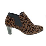 Gabor - Trendy Enkellaars - Bruin - Suède - Slip-on Ontwerp - Luipaardprint