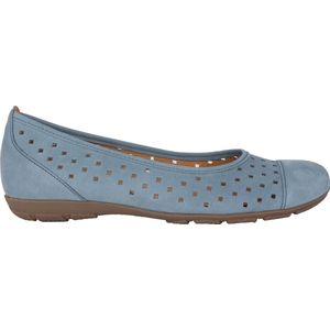 Gabor, Schoenen, Dames, Blauw, 37 1/2 EU, Leer, Blauwe Ballerina met Perforatie