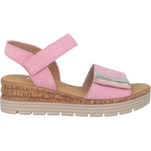 Gabor - Roze Suède Sandalen - Verstelbare Band - Platte Zool - Open Teen