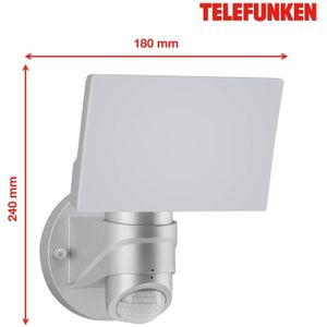 TELEFUNKEN - Led-buitenwandlamp met bewegingsmelder, buitenwandlamp 16 W, 1600 lumen, draaibaar, licht 4000 K, neutraal wit, zilver