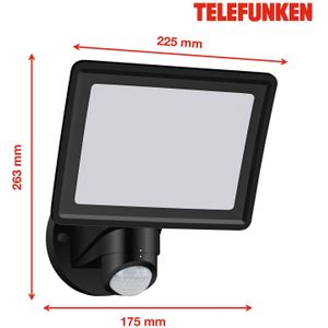 Telefunken LED buitenwandlamp Lagos met sensor, zwart