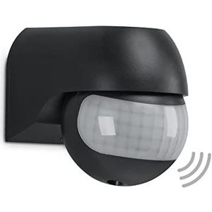 TELEFUNKEN - Bewegingsmelder, bewegingssensor 180°, bereik max. 12m, incl. tijdsinstelling, max. 2.000 watt, IP44, zwart, 77x55x70mm (LxBxH)