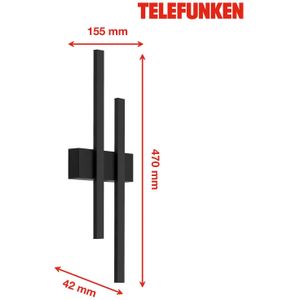 Telefunken - led Außenwandleuchte 2-flammig IP44 4 w schwarz Metall-Kunststoff