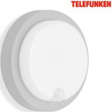 Telefunken - led Außenleuchte Bewegungsmelder IP44 12 w silber Kunststoff ø 17 cm