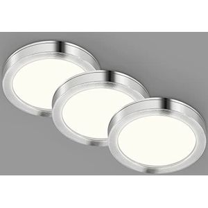 TELEFUNKEN - Set van 3 led-onderbouwlampen, 6 x 6 cm, keuken, kabelschakelaar, werkplaatslamp, warm wit licht, 1,8 W, 170 lm, aluminiumkleurig